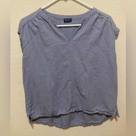 Splendid Women’s Linen Blend Blouse Size Medium Blue Periwinkle - Picture 3 of 7